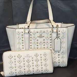 Coach Mini Crosby Carryall In Floral Rivets and Wallet Set